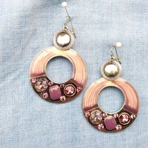 Purple jeweled, mauve dangling earrings